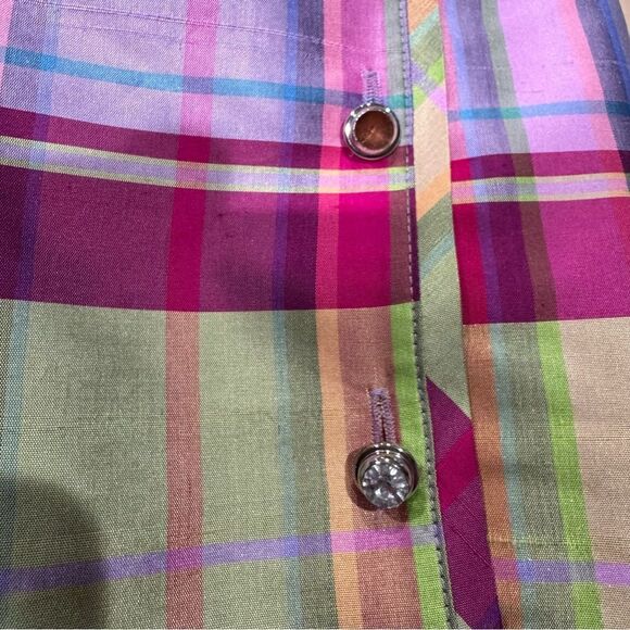 The Denim Tailor Silk Plaid Multicolored Button Up Blouse Top Women’s 6 - Picture 3 of 3